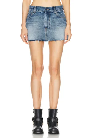GRLFRND Maren A-line Mini Skirt in Blue