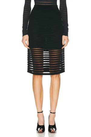Alaïa Striped Pencil Skirt in Black