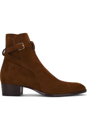 Saint Laurent Wyatt 40 Zip Boot in Brown