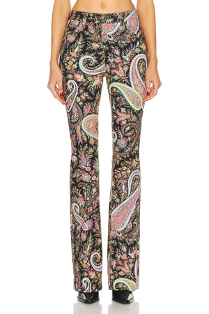 Etro Printed Flare Leg in Pink,Green