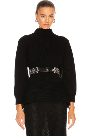 Alaïa Fitted Sculpted Long Sleeve Sweater in Black