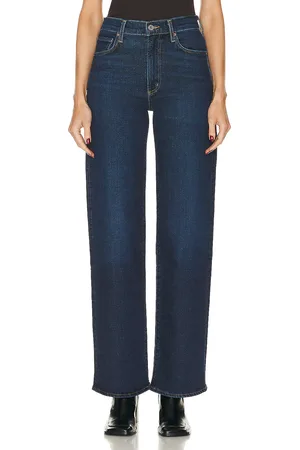 AGOLDE Harper Mid Rise Wide Straight in Denim-Dark