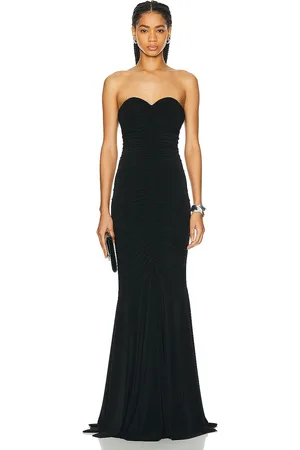 Norma Kamali Strapless Shirred Front Fishtail Gown in