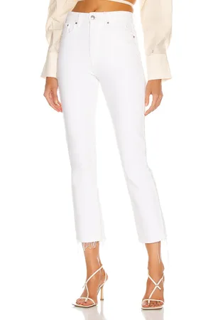 GRLFRND Karolina High Rise Straight Crop in White