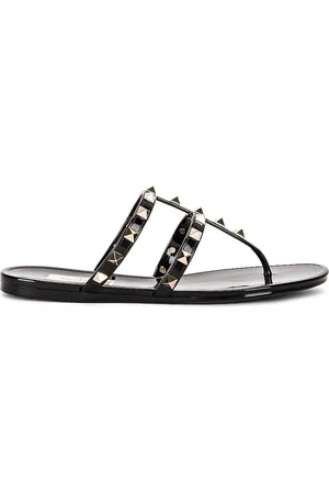 VALENTINO GARAVANI Summer Rockstud PVC Thong Sandal in Black
