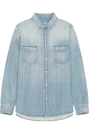 Saint Laurent Oversize Point Shirt in Denim-Light
