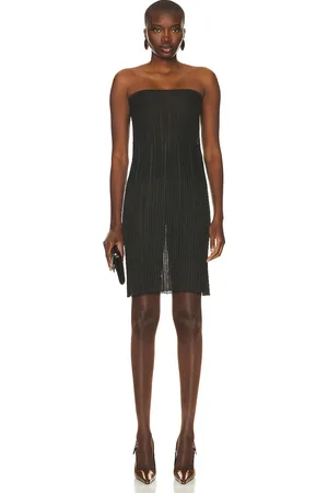 Saint Laurent Sheer Strapless Dress in Olive