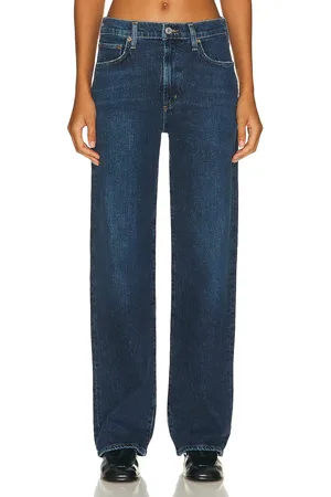 AGOLDE Harper Mid Rise Straight in Denim-Dark