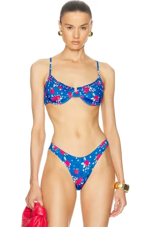Heavy Manners Ruffle Bikini Top in Blue