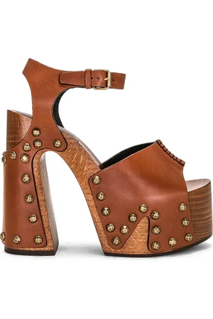Saint Laurent Jota Platform Clog Sandal in Brown