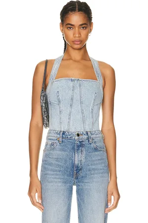 GRLFRND Tianna Halter Bustier in Denim-Light