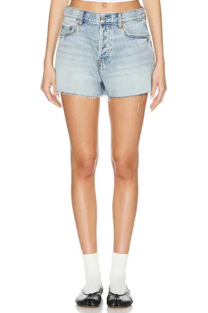 GRLFRND Charlie Low Rise Baggy Cut Off Short in Denim-Light
