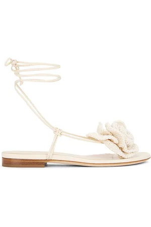 MAGDA BUTRYM Wrap Around Flat Flower Sandal in Neutral