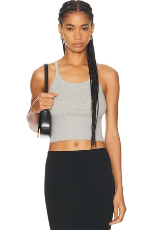 ÉTERNE Cropped Rib Tank Top in Grey