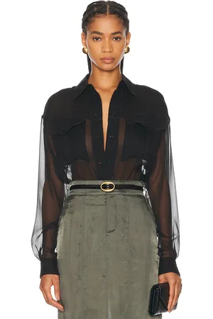 Saint Laurent Button Up Top in Black