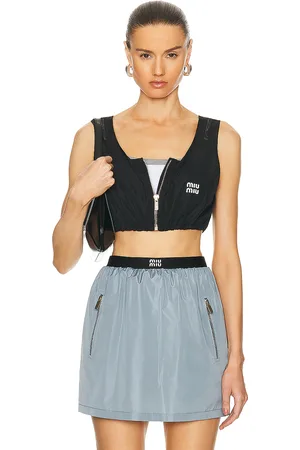 Miu Miu Cropped Tank Top in Black