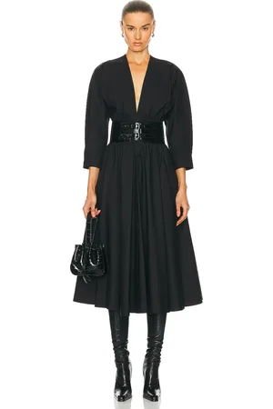 Alaïa Long Sleeve Belt Dress in Black