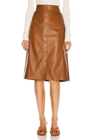 Saint Laurent High Waisted Skirt in Brown