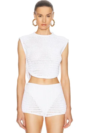 Alaïa Crew Neck Top in White