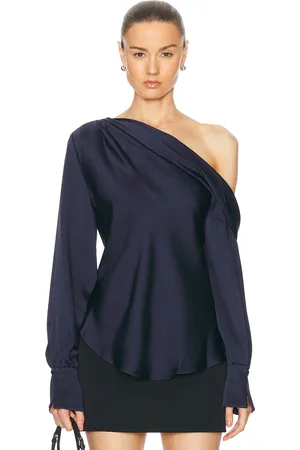 Simkhai Alice One Shoulder Top in Navy