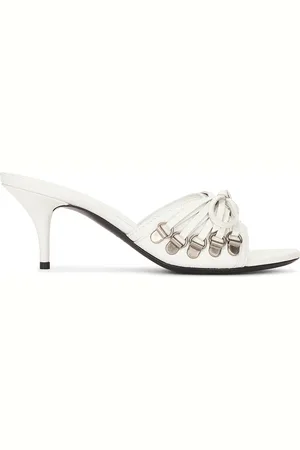 Balenciaga M70 Cagole Sandal Heel in Metallic Silver
