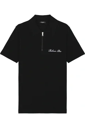 Balmain Signature Embroidered Zipped Polo in