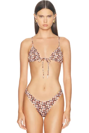 Heavy Manners X Elsa Hosk Triangle Front Tie Bikini Top in Brown