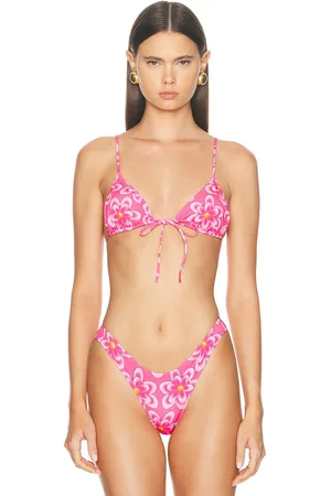 Heavy Manners X Elsa Hosk Triangle Front Tie Bikini Top in Pink