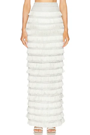 PATBO Metallic Fringe Maxi Skirt in Metallic