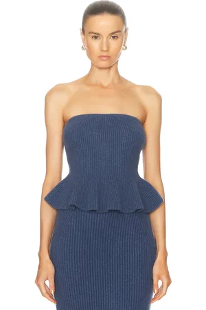 GABRIELA HEARST Hoffman Peplum Top in Blue