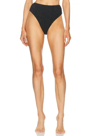 PATBO Metallic Jacquard High Waist Bikini Bottom in