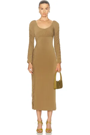 AJE Cini Gathered Midi Dress in Army