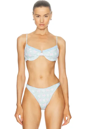 Heavy Manners X Elsa Hosk Ruffled Up Underwire Bikini Top in Blue