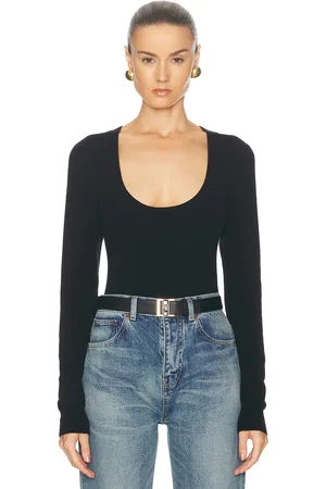 Saint Laurent Scoop Neck Sweater in Black