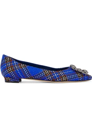 Manolo Blahnik Hangisi Wool Flat in Royal