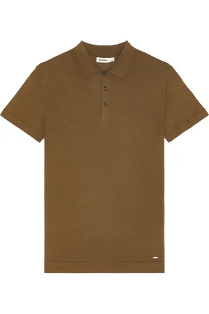 Simkhai Barron Short Sleeve Polo in Brown