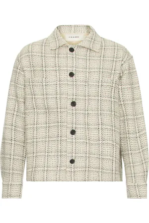 Frame Flannel Overshirt Jacket in White