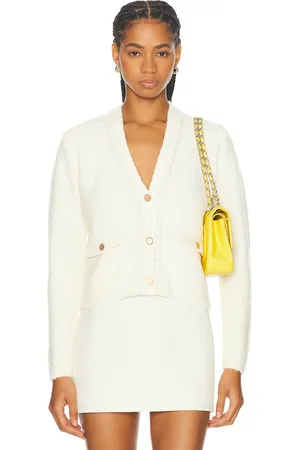 Frame Double Pocket Cropped Cardi in Ivory