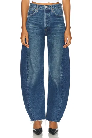 AGOLDE Luna Pieced High Rise Curved Taper in Denim-Medium