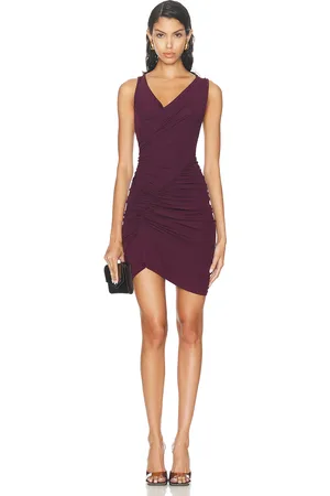Atlein Ruched Mini Dress in Burgundy