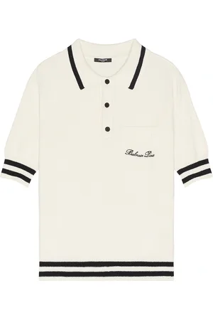 Balmain Signature Wool Polo in White