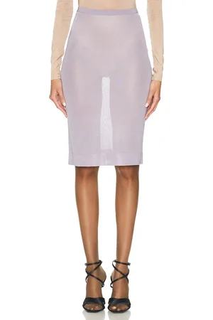 Saint Laurent Sheer Midi Skirt in Lavender