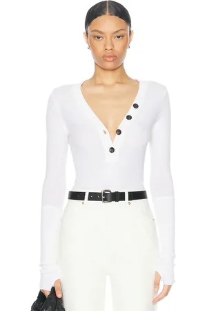 ENZA COSTA Cashmere Longsleeve Cuffed Henley Top in