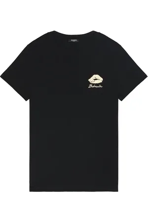 Balmain Gold Kiss Print Logo T-Shirt in