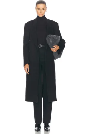 NILI LOTAN Edmont Double Breasted Long Coat in Black