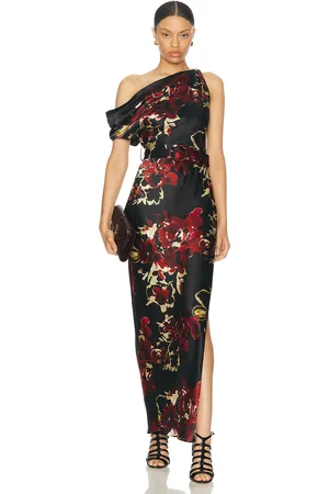 Nicholas Halle Off Shoulder Midi Dress in Black