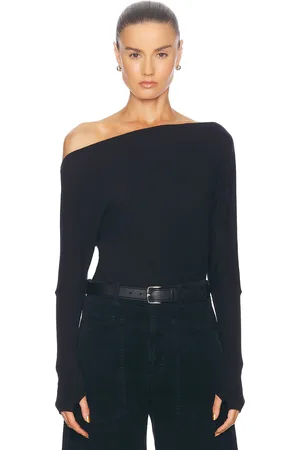 ENZA COSTA Cashmere Cuffed Off Shoulder Longsleeve Top in