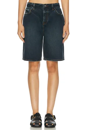 GRLFRND Rene Low Rise Baggy Short in Denim-Dark