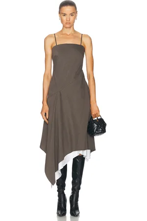 Helmut Lang Asymmetric Long Dress in Brown