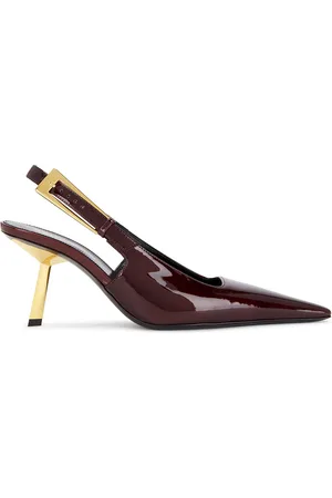 Saint Laurent Stone Slingback Pump in Burgundy